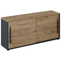 ŠIROKÁ KOMODA, antracitová, dub artisan, 160/73,8/40 cm - antracitová/dub artisan, Konventionell, kompozitné drevo (160/73,8/40cm) - Voleo