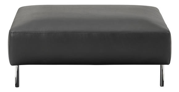HOCKER Echtleder Schwarz - Chromfarben/Schwarz, Design, Leder/Metall (100/41/70cm) - Johann Jakob