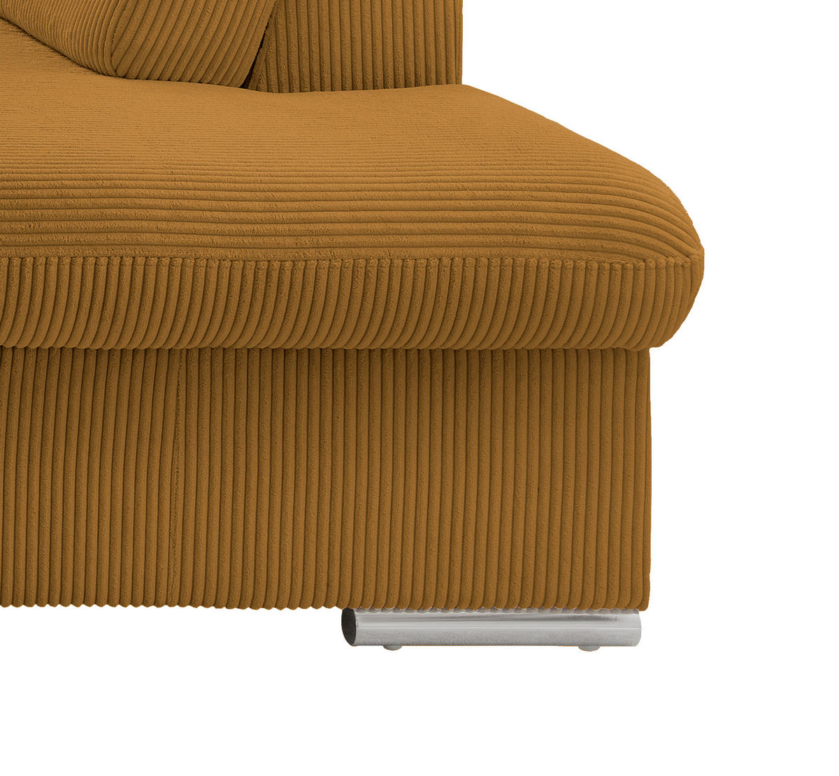 ECKSOFA in Cord Goldfarben  - Chromfarben/Goldfarben, Design, Textil/Metall (283/228cm) - Livetastic