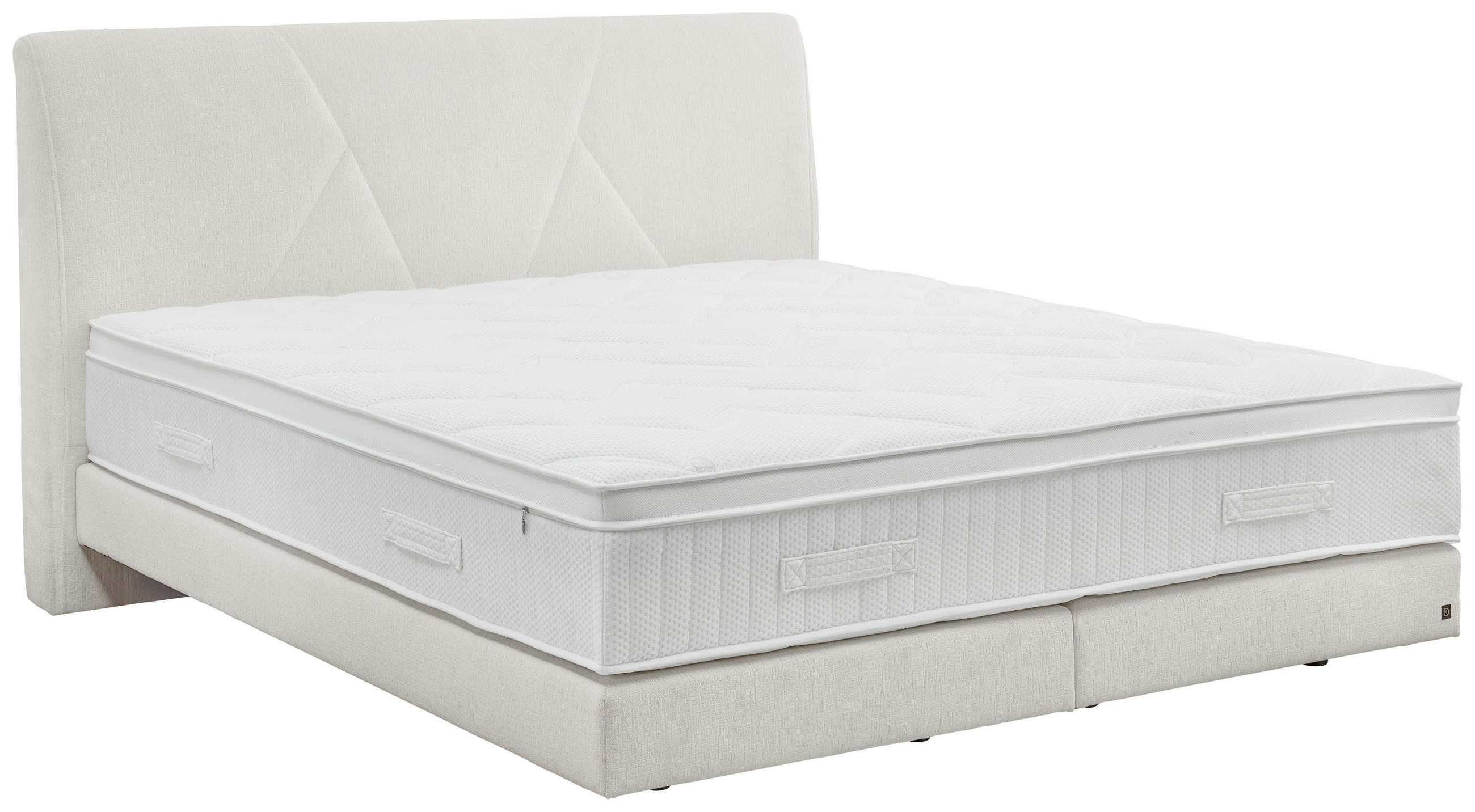 BOXSPRINGBETT 200/200 cm,  in Creme, Topper, Matratzen, unterschiedliche Matratzenhärtegrade je Bettseite, H2 + H4 = mittel + sehr fest  - Creme/Schwarz, Design, Kunststoff/Textil (200/200cm) - Dieter Knoll