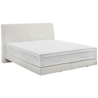 BOXSPRINGBETT 200/200 cm,  in Creme, Topper, Matratzen, unterschiedliche Matratzenhärtegrade je Bettseite, H2 + H4 = mittel + sehr fest  - Creme/Schwarz, Design, Kunststoff/Textil (200/200cm) - Dieter Knoll