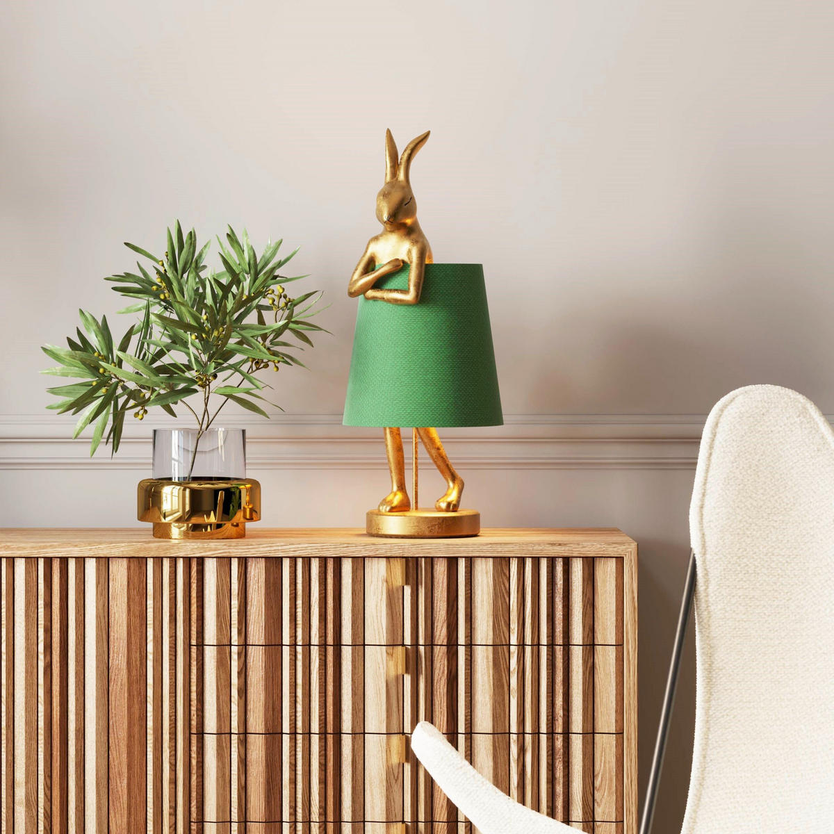 TISCHLEUCHTE 23/68,2/26 cm   - Goldfarben/Grün, KONVENTIONELL, Kunststoff/Textil (23/68,2/26cm) - Kare-Design