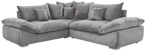 ECKSOFA in Velours Grau  - Chromfarben/Grau, Konventionell, Kunststoff/Textil (247/247cm) - Carryhome