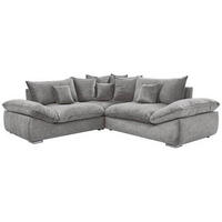 ECKSOFA in Velours Grau  - Chromfarben/Grau, Konventionell, Kunststoff/Textil (247/247cm) - Carryhome