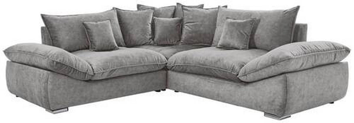 ECKSOFA in Velours Grau  - Chromfarben/Grau, Konventionell, Kunststoff/Textil (247/247cm) - Carryhome