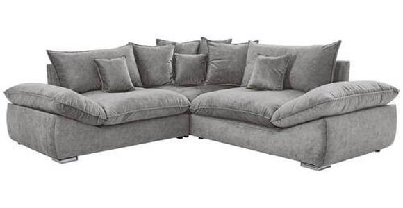 ECKSOFA in Velours Grau  - Chromfarben/Grau, KONVENTIONELL, Kunststoff/Textil (247/247cm) - Carryhome