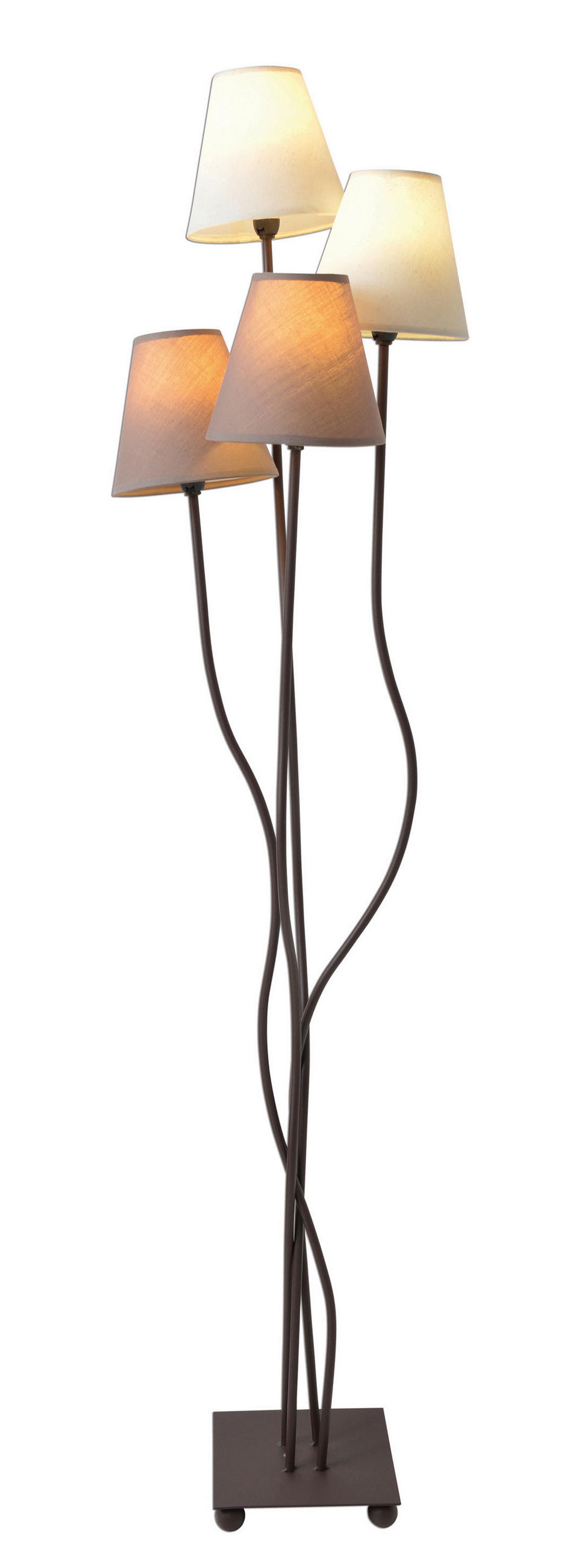 Stehlampe Braun/beige Textil Lampenschirm