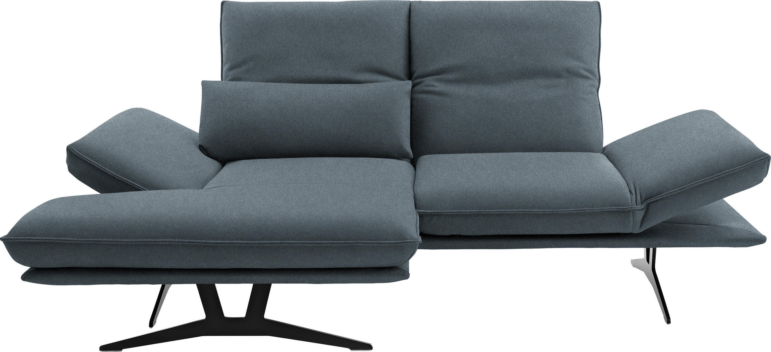 ECKSOFA in Echtleder Blau  130/210 cm  - Blau/Gelb, Design, Leder/Metall (130/210cm) - Dieter Knoll
