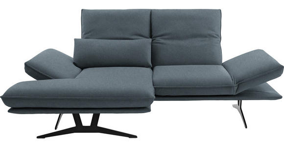 ECKSOFA in Echtleder Blau 130/210 cm - Blau/Gelb, Design, Leder/Metall (130/210cm) - Dieter Knoll