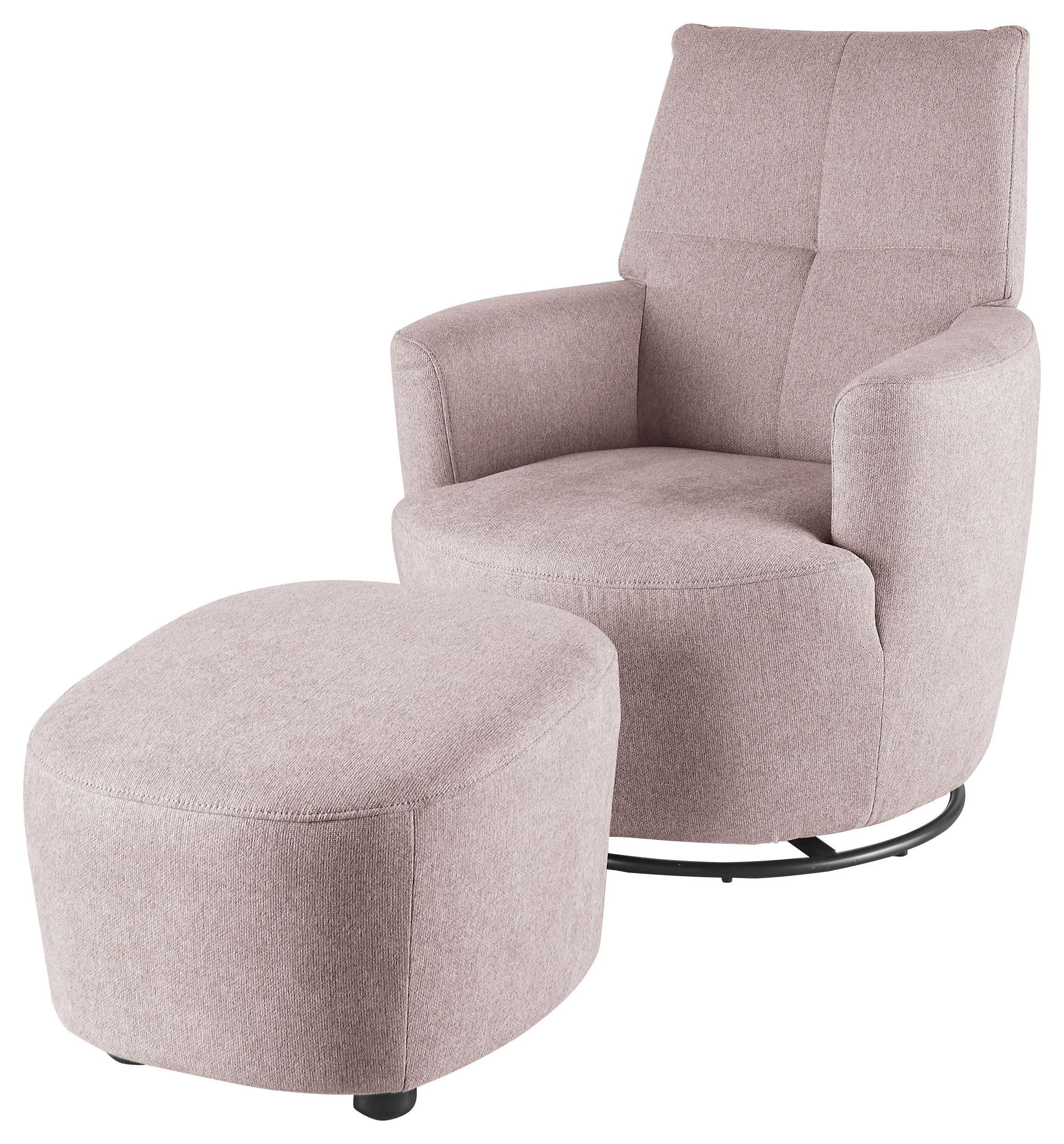 SESSEL Webstoff Hellrosa    - Hellrosa/Schwarz, Design, Textil/Metall (80/96/88cm) - SetOne by Musterring