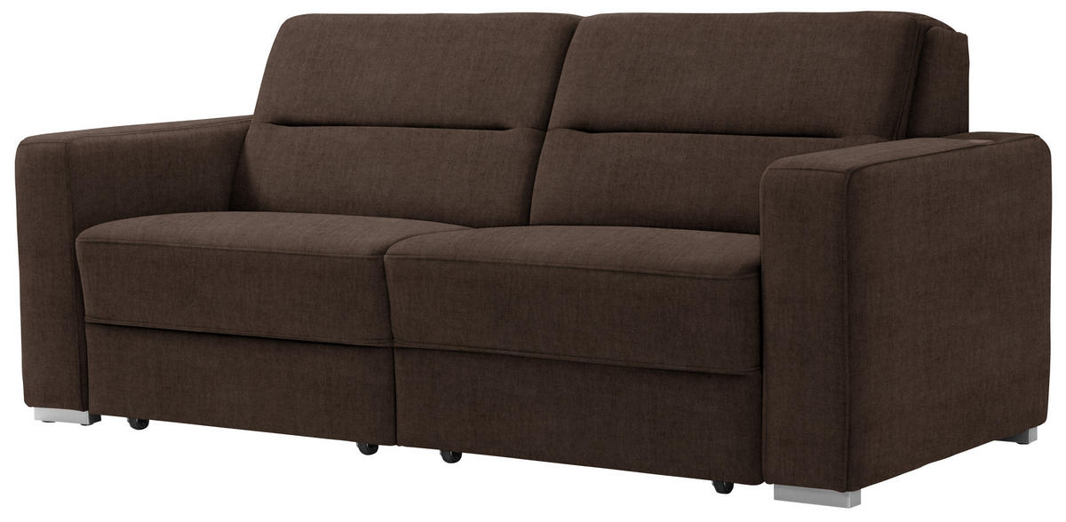 SCHLAFSOFA in Textil Braun  - Braun, Konventionell, Textil/Metall (202/86/92cm) - Sedda
