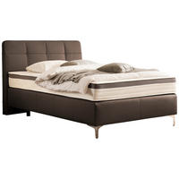 LIT BOXSPRING 140/200 cm  in Braun  - Chromfarben/Braun, Basics, Leder/Holz (140/200cm) - Novel