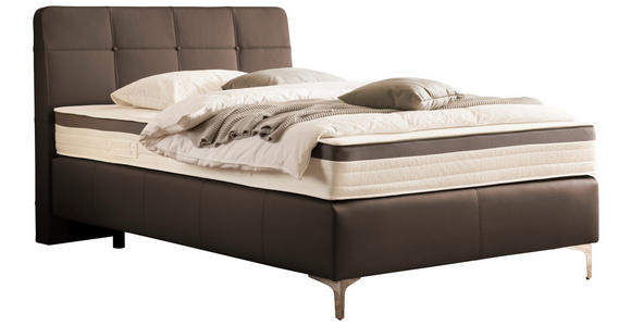 BOXSPRINGBETT 140/200 cm  in Braun  - Chromfarben/Braun, Basics, Leder/Holz (140/200cm) - Novel