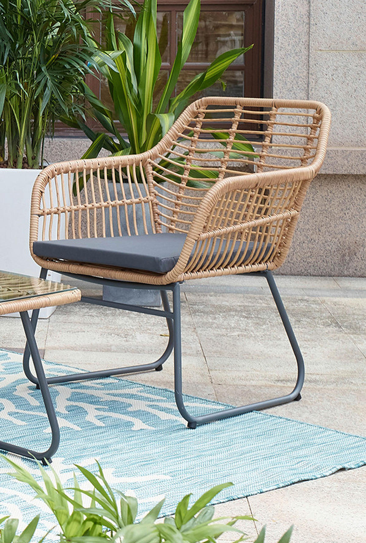 GARTENSET 4-teilig  - Klar/Schwarz, Design, Glas/Kunststoff - Livetastic