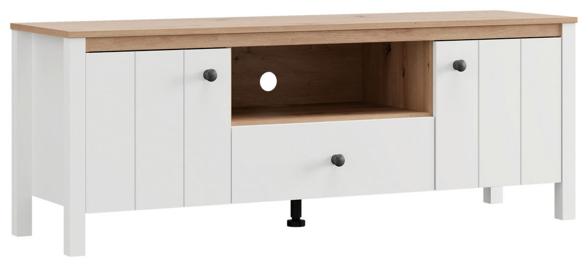 NISKA KOMODA   143/53.5/40 cm   bijela, hrast Artisan   - bijela/hrast Artisan, Basics, drvni materijal/plastika (143/53.5/40cm) - Carryhome