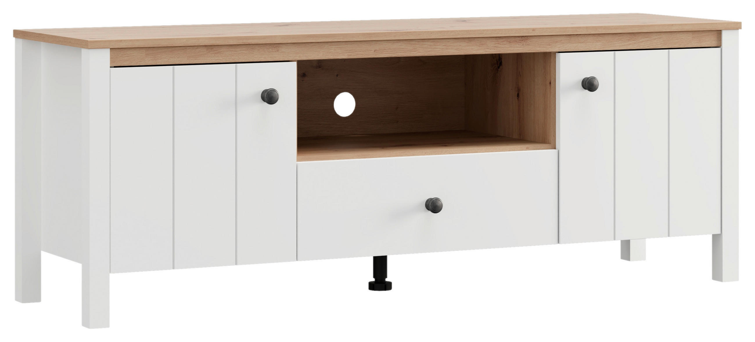 Carryhome Lowboard Weiß, Eiche Artisan 143x53.5x40 cm