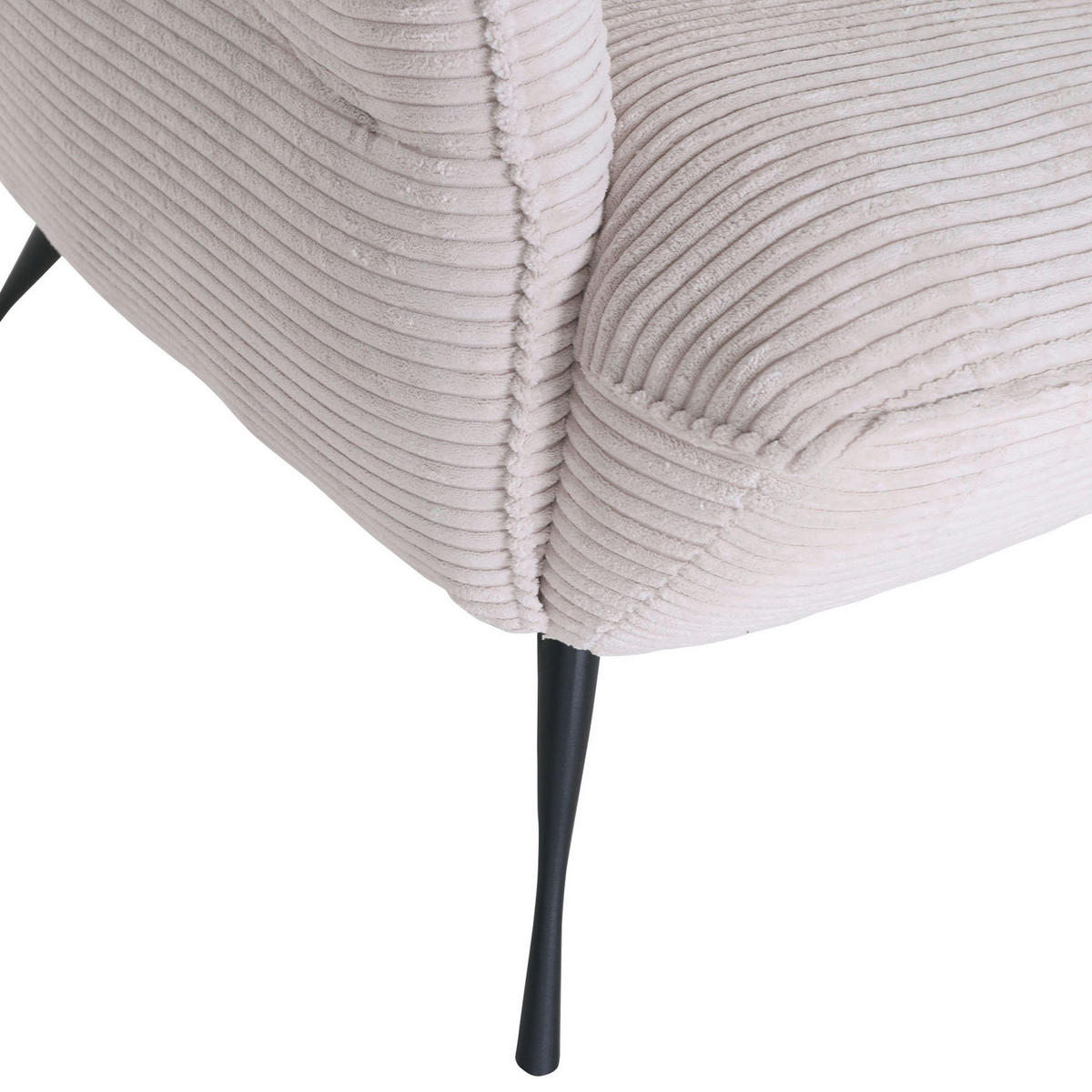 ÖRONLAPPSFÅTÖLJ i manchester beige  - beige/svart, Klassisk, metall/textil (83/110/92cm) - MID.YOU