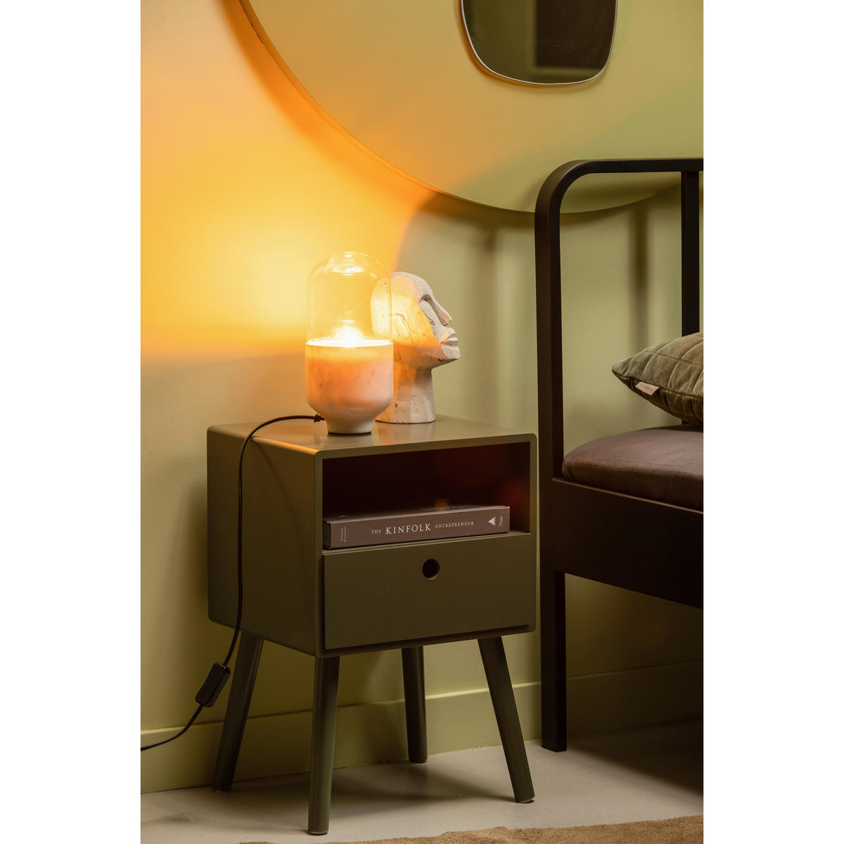 NACHTSCHRANK 36/53/30 cm  - Grün, Basics, Holzwerkstoff/Metall (36/53/30cm) - MID.YOU