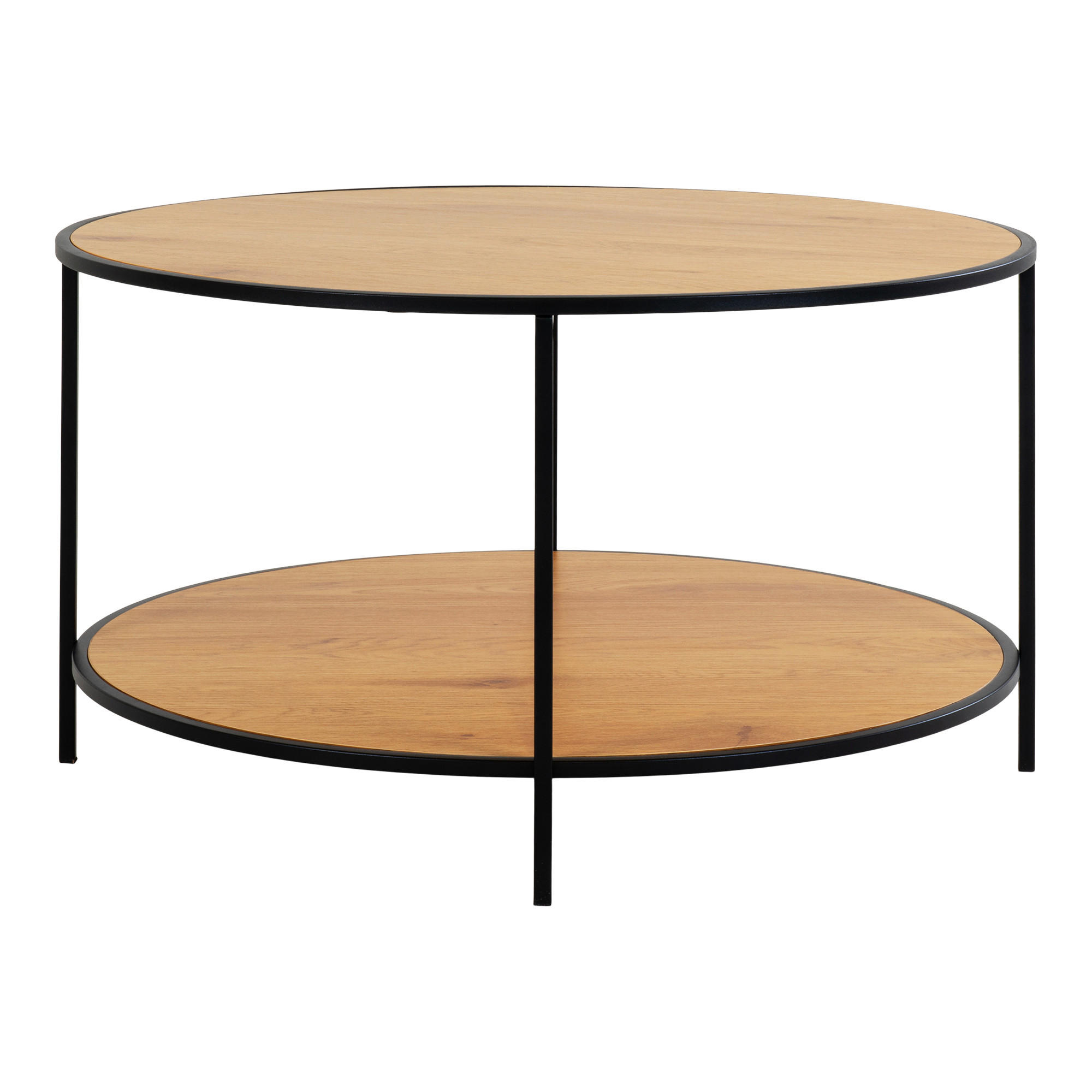 COUCHTISCH 80/80/45 cm VITA rund Eichefarben einfacher Aufbau  - Eichefarben/Schwarz, Design, Holzwerkstoff/Metall (80/80/45cm) - MID.YOU