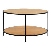 COUCHTISCH 80/80/45 cm VITA rund Eichefarben einfacher Aufbau  - Eichefarben/Schwarz, Design, Holzwerkstoff/Metall (80/80/45cm) - MID.YOU