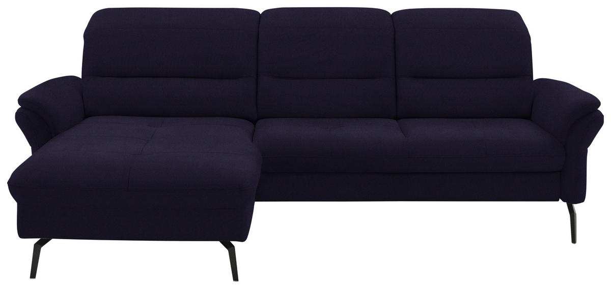 ECKSOFA in Flachgewebe Schwarz  181/260 cm  - Schwarz, KONVENTIONELL, Textil/Metall (181/260cm) - Beldomo Speed