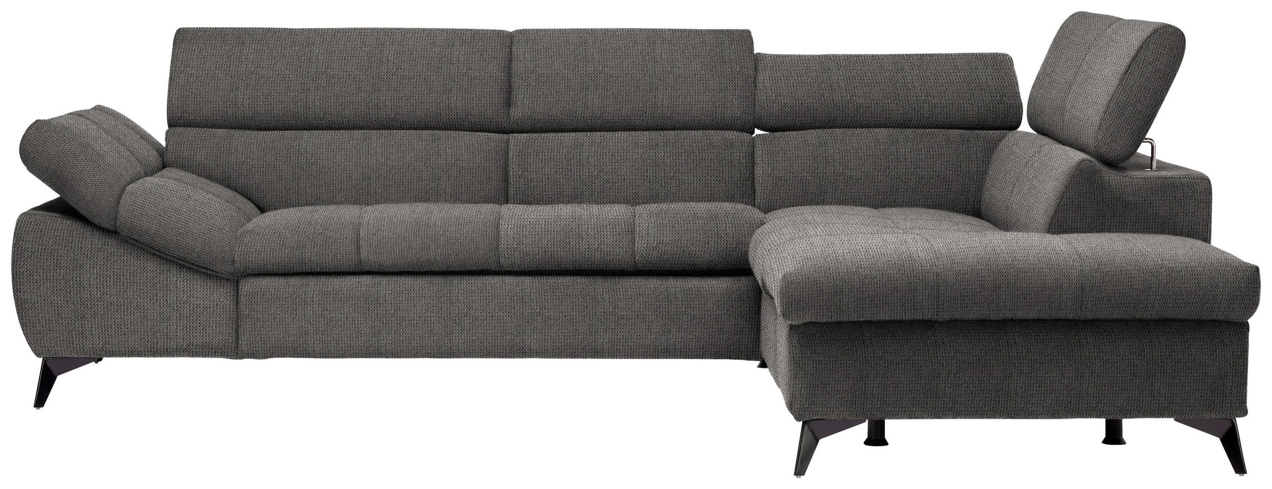 ECKSOFA in Mikrofaser Grau  - Schwarz/Grau, Design, Kunststoff/Textil (279/210cm) - Livetastic
