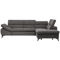 ECKSOFA Grau Mikrofaser  - Schwarz/Grau, Design, Kunststoff/Textil (279/210cm) - Stylife