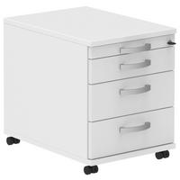 ROLLCONTAINER 42,7/54,4/60 cm  - Alufarben/Weiß, KONVENTIONELL, Holzwerkstoff/Metall (42,7/54,4/60cm) - Moderano