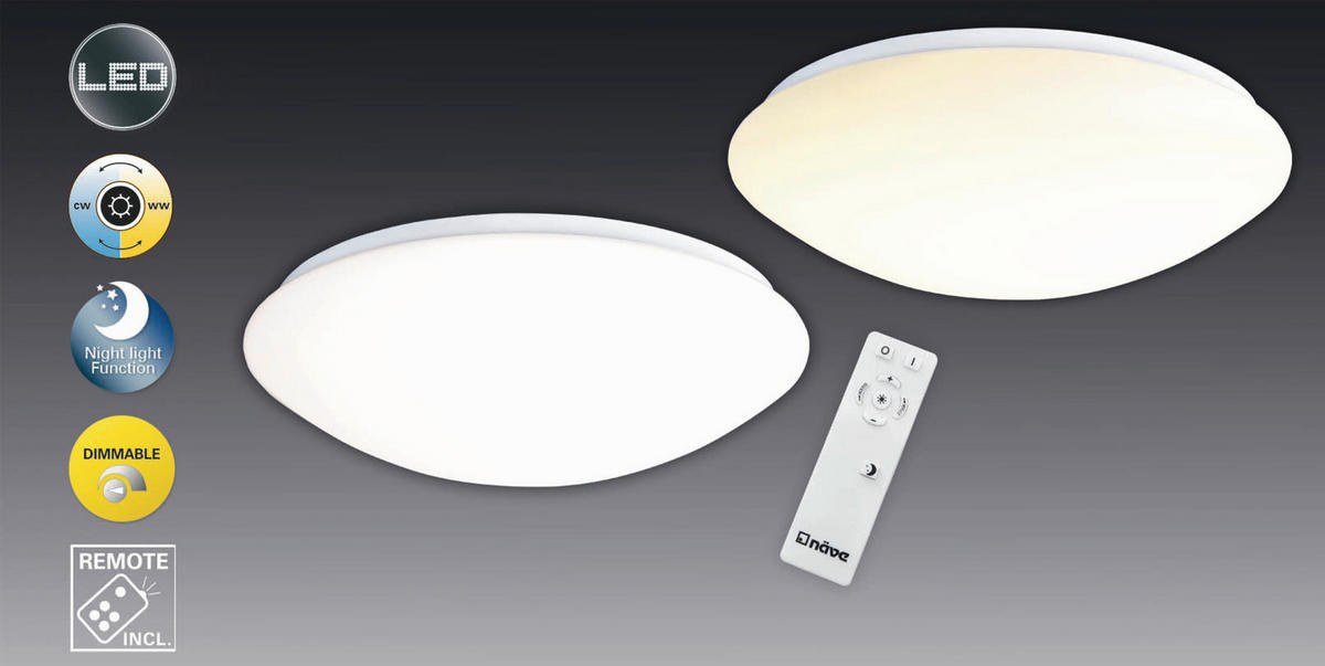 LED-DECKENLEUCHTE 35/11 cm   - Weiß, Basics, Kunststoff/Metall (35/11cm) - Näve