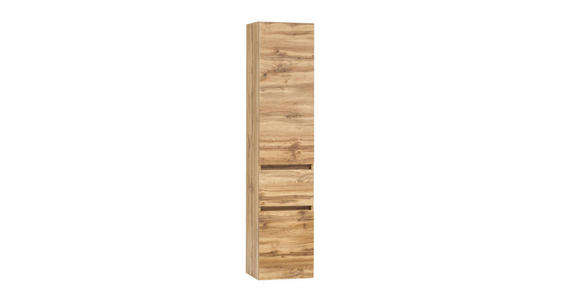 HOCHSCHRANK 40/180/35 cm  - Eiche Wotan/Silberfarben, Natur, Holzwerkstoff/Kunststoff (40/180/35cm) - Xora