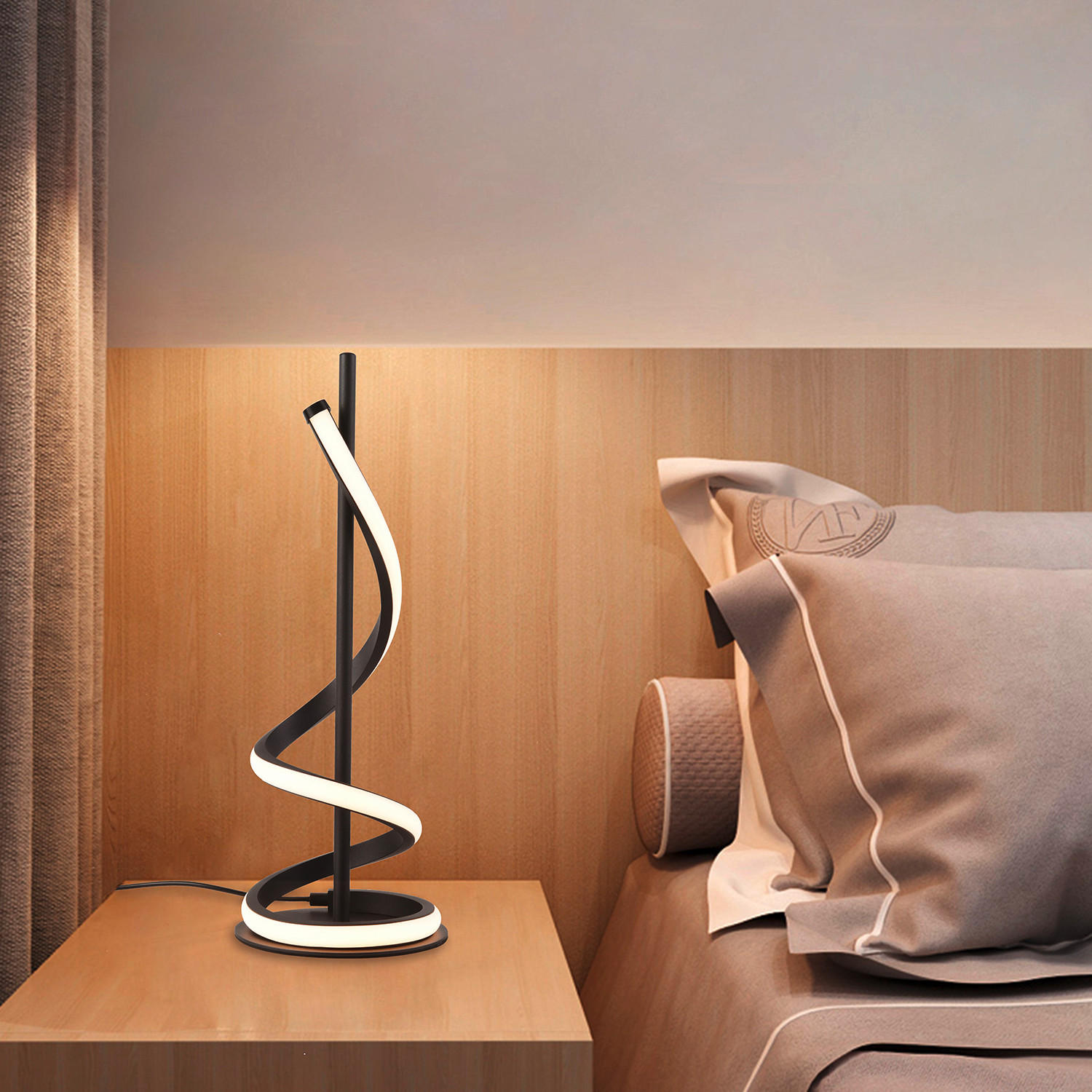 LED-TISCHLEUCHTE TWIST 15/15/40 cm   - Schwarz, Design, Kunststoff/Metall (15/15/40cm)