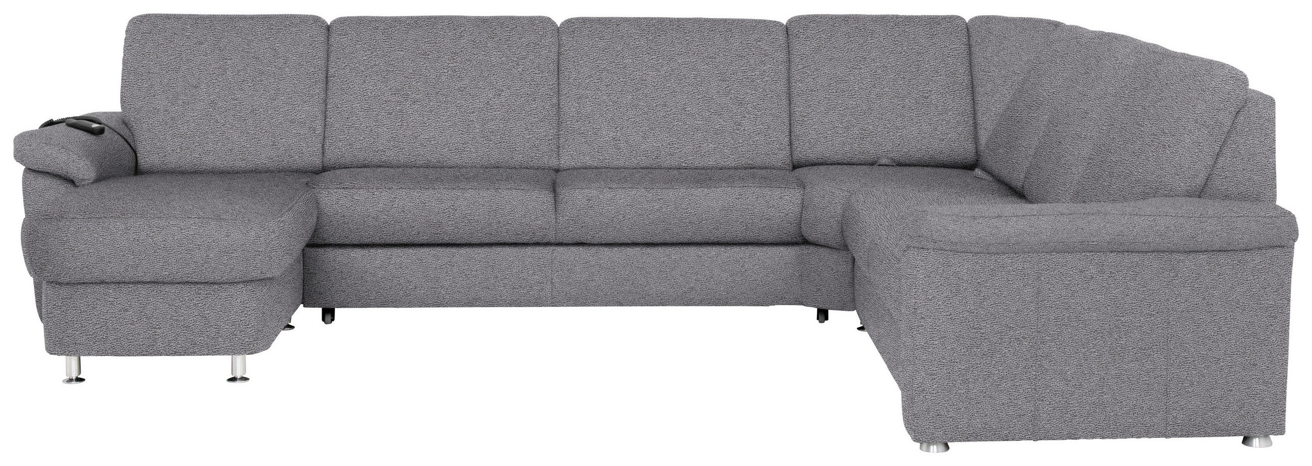WOHNLANDSCHAFT in Flachgewebe Grau  - Chromfarben/Grau, Konventionell, Textil/Metall (163/330/240cm) - Beldomo System