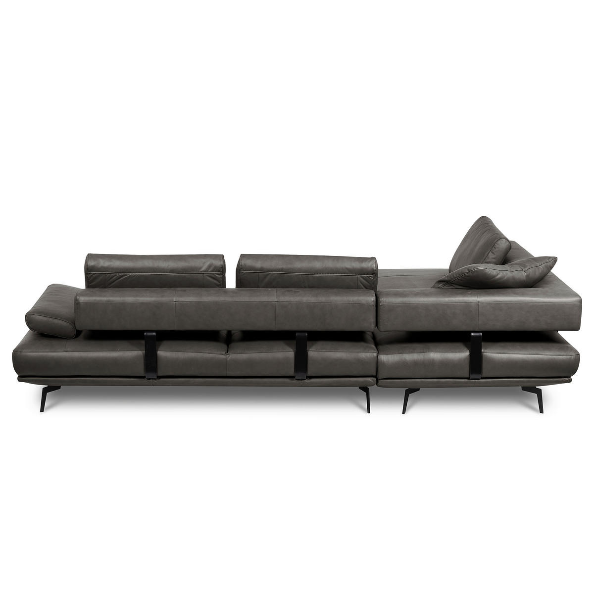 ECKSOFA  in Echtleder Anthrazit  237/306 cm  - Anthrazit/Schwarz, Design, Leder/Metall (237/306cm) - Livetastic