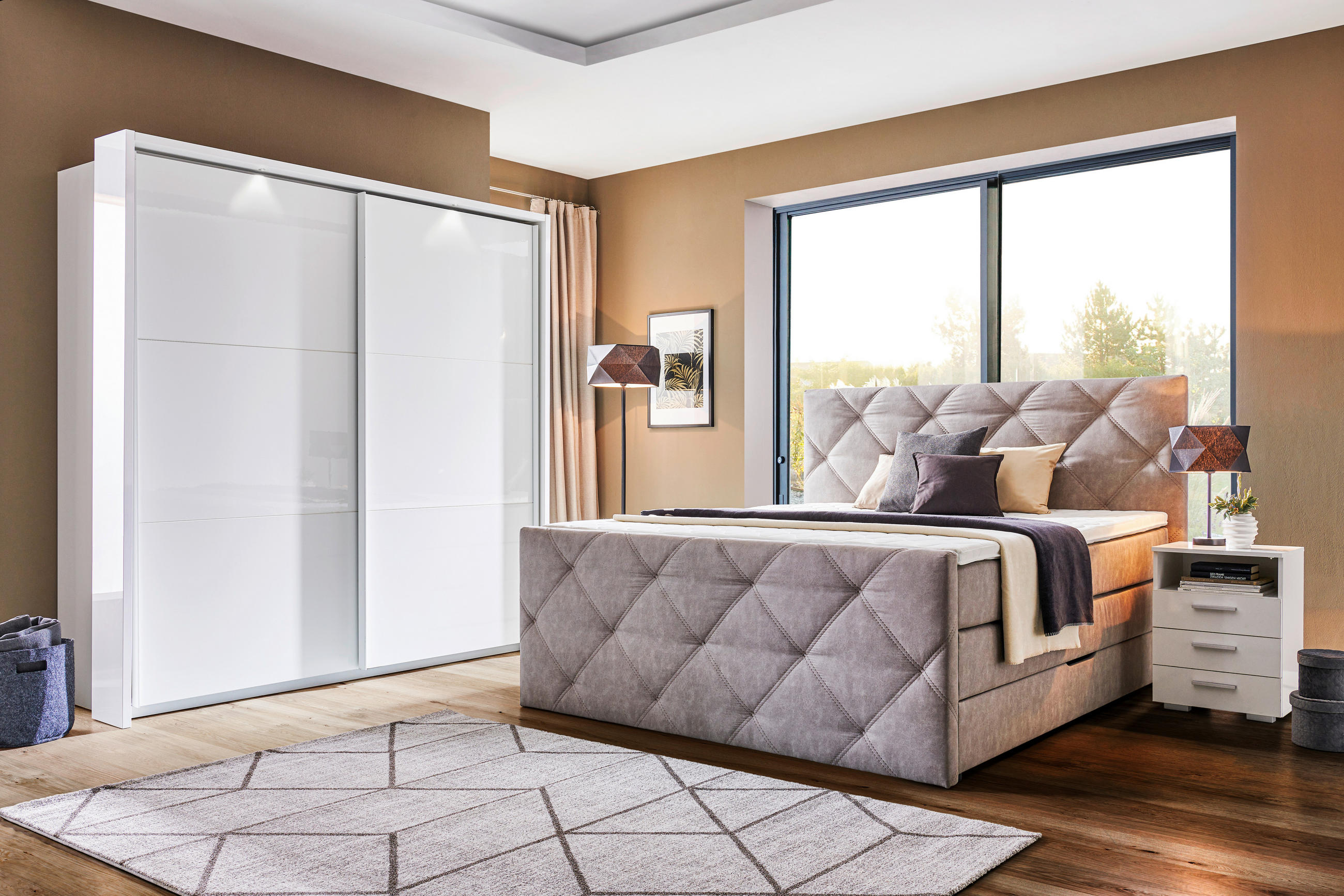 BOXSPRINGBETT 180/200 cm  in Grau  - Schwarz/Grau, KONVENTIONELL, Kunststoff/Textil (180/200cm) - Ti'me