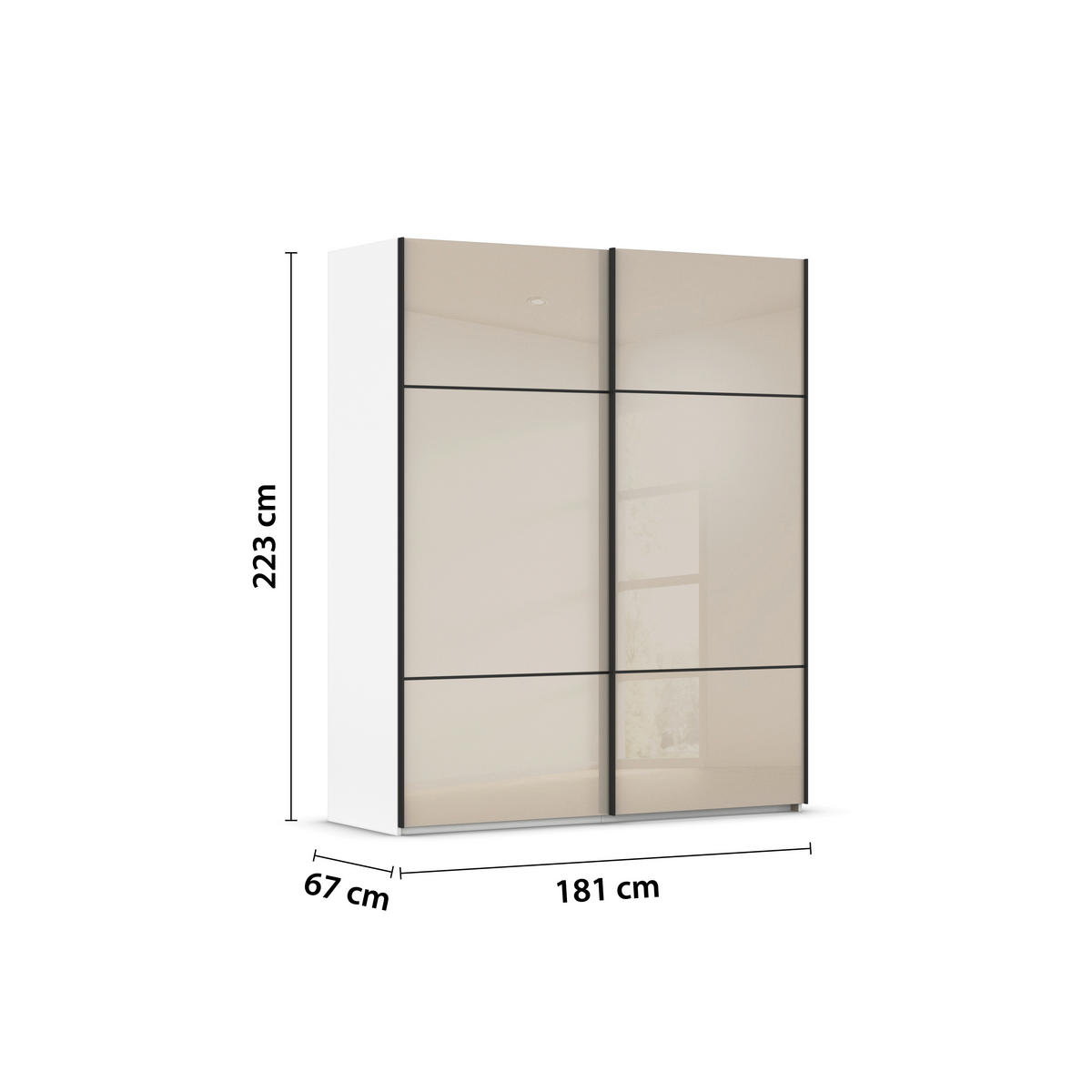 SCHWEBETÜRENSCHRANK  in Weiß, Champagner  - Champagner/Alufarben, KONVENTIONELL, Glas/Holzwerkstoff (181/223/67cm) - Novel