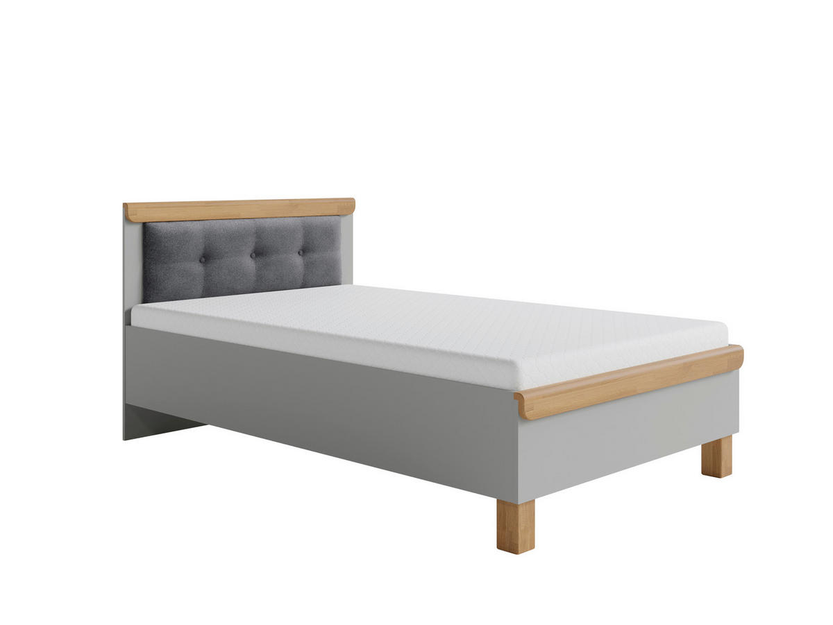 BETT 140/200 cm  in Grau, Eichefarben  - Eichefarben/Grau, KONVENTIONELL, Holz/Textil (140/200cm) - Cantus