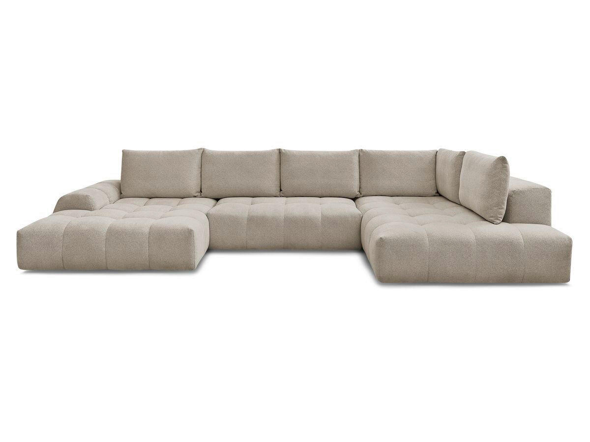 ECKSCHLAFSOFA EVEREST  mit Rücken echt, Armteil links, Armteil rechts Flachgewebe Taupe  - Taupe/Schwarz, MODERN, Kunststoff/Textil (423/212/90cm)