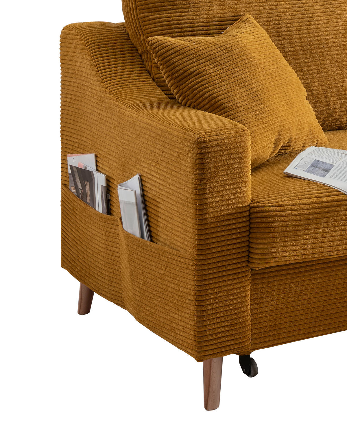 ECKSOFA Cord Goldfarben  - Goldfarben/Naturfarben, Design, Holz/Textil (228/150cm) - P & B
