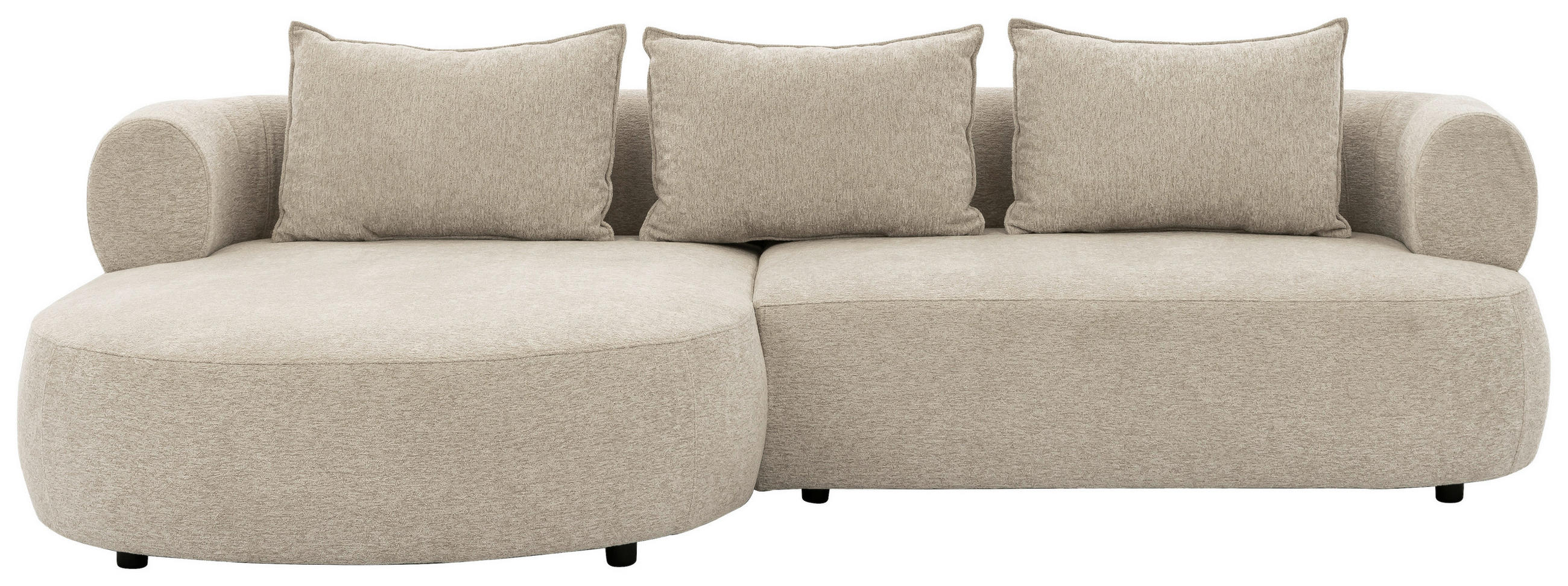 ECKSOFA FERRO Beige Chenille  - Beige/Schwarz, Design, Kunststoff/Textil (156/256cm) - Livetastic