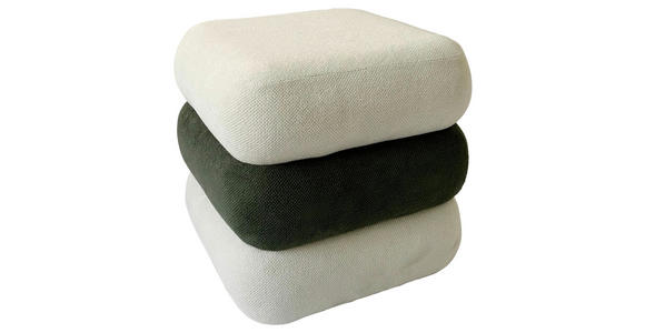 HOCKER Chenille, Vliesstoff Grün, Weiß  - Weiß/Grün, Basics, Textil (46/47/46cm) - Xora