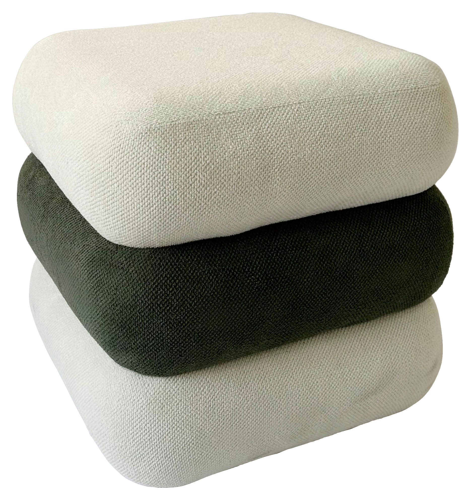 Taburet din textil, material pe bază de lemn, verde, alb