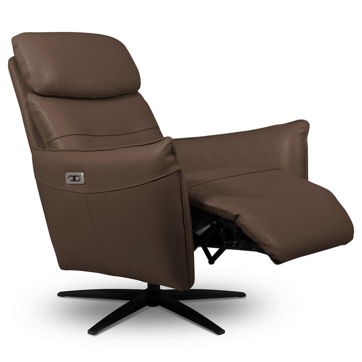 RELAXSESSEL Leder Braun  - Schwarz/Braun, Design, Leder/Metall (77/107/88cm) - Livetastic