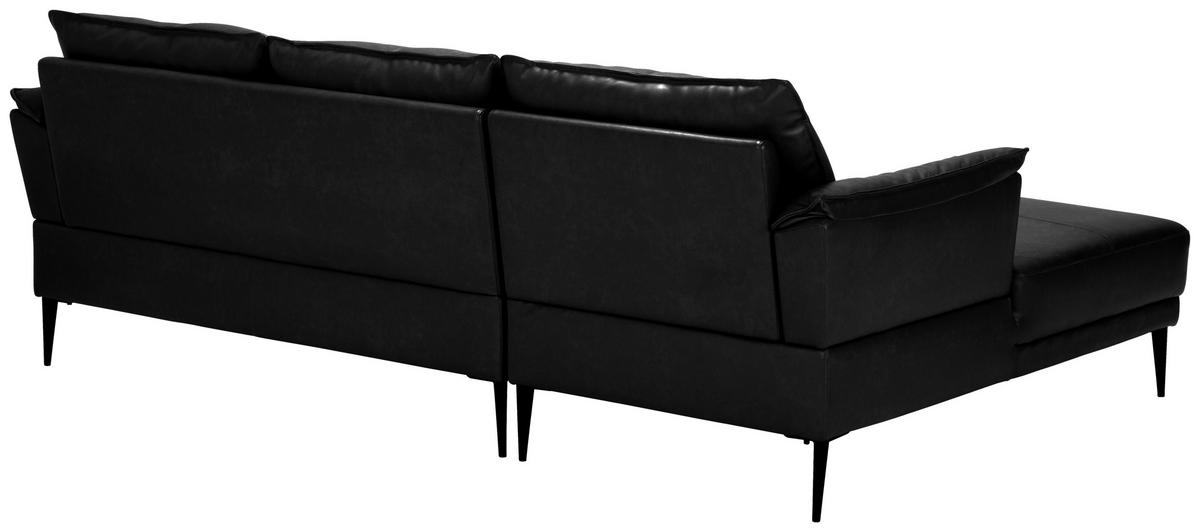 ECKSOFA in Echtleder Schwarz  - Schwarz, Design, Leder/Textil (153/233cm) - Livetastic
