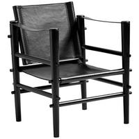 LOUNGESESSEL  - Schwarz, Romantik / Landhaus, Leder/Holz (59/79/61cm) - MID.YOU