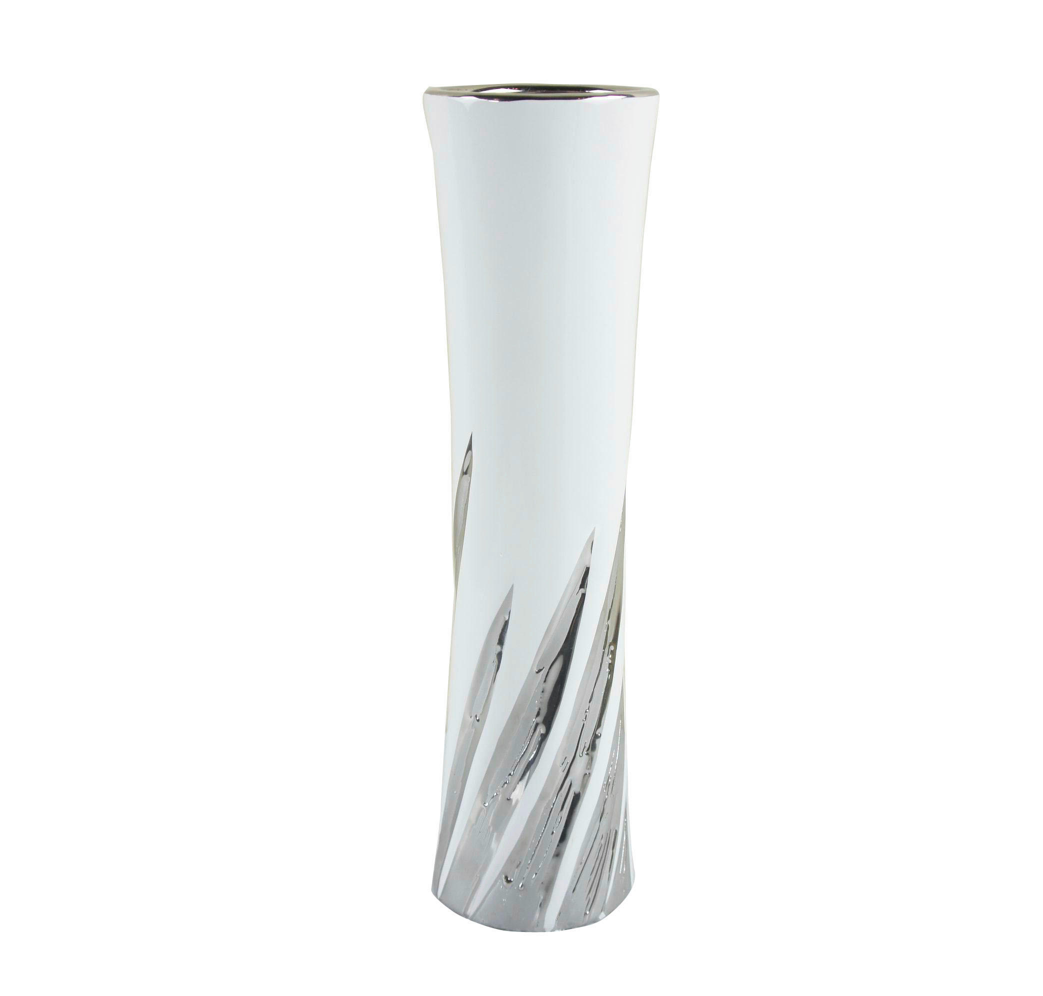 VÁZA 34.5 cm  - ezüstszínű/fehér, Design, kerámia (9/34,5cm) - Ambia Home