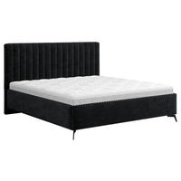 OBLAZINJENA POSTELJA 180 cm   x 200 cm  , tekstil črna  - črna, Konvencionalno, kovina/tekstil (180/200cm) - Hom`in