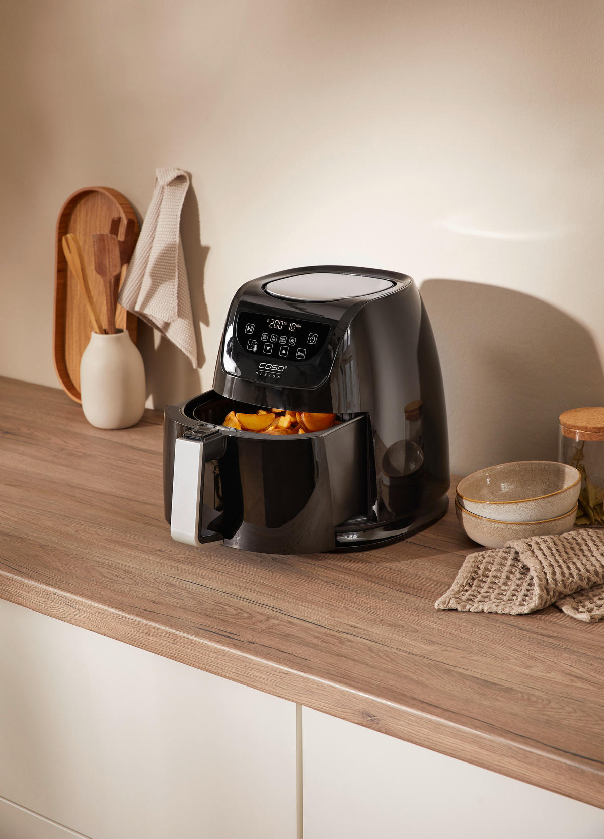 HEIßLUFTFRITTEUSE 3 L  - Schwarz, Basics, Kunststoff (28,5/30/37cm) - CASO Design