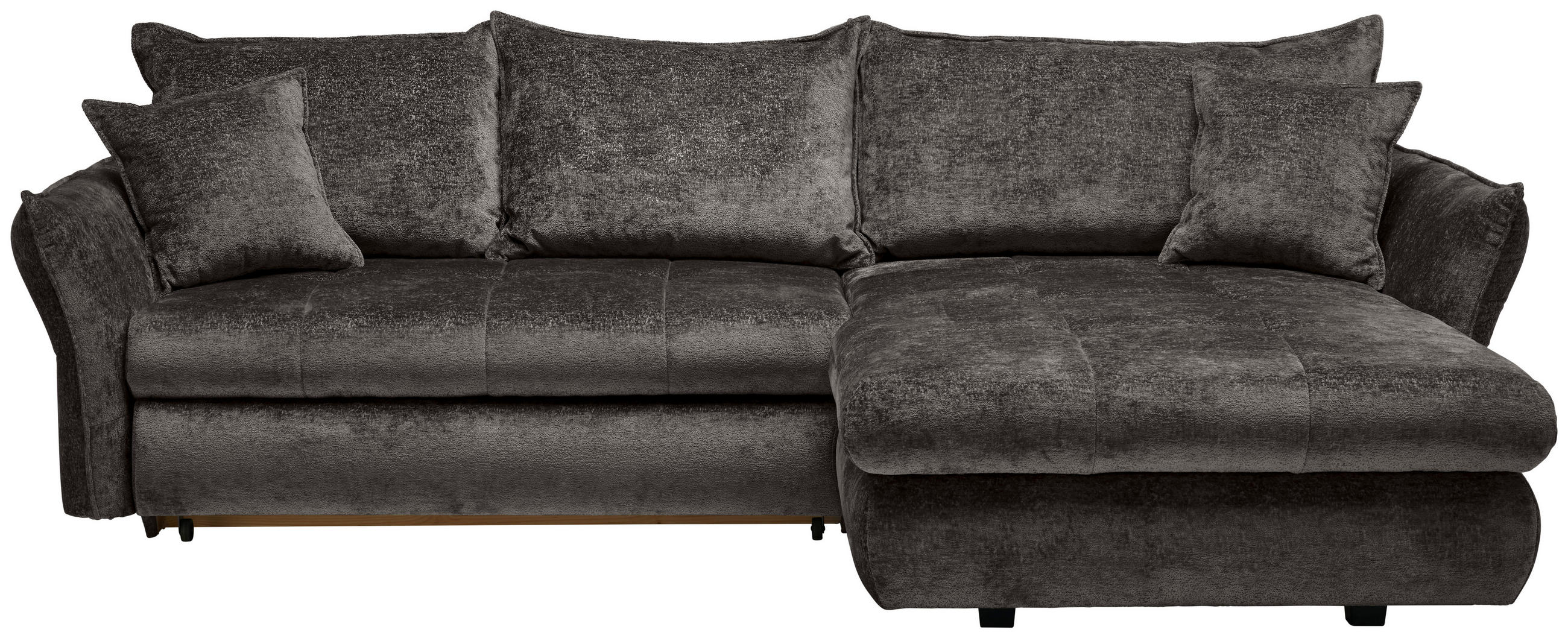 ECKSOFA in Chenille Graphitfarben  - Schwarz/Graphitfarben, Konventionell, Kunststoff/Textil (275/180cm) - Stylife