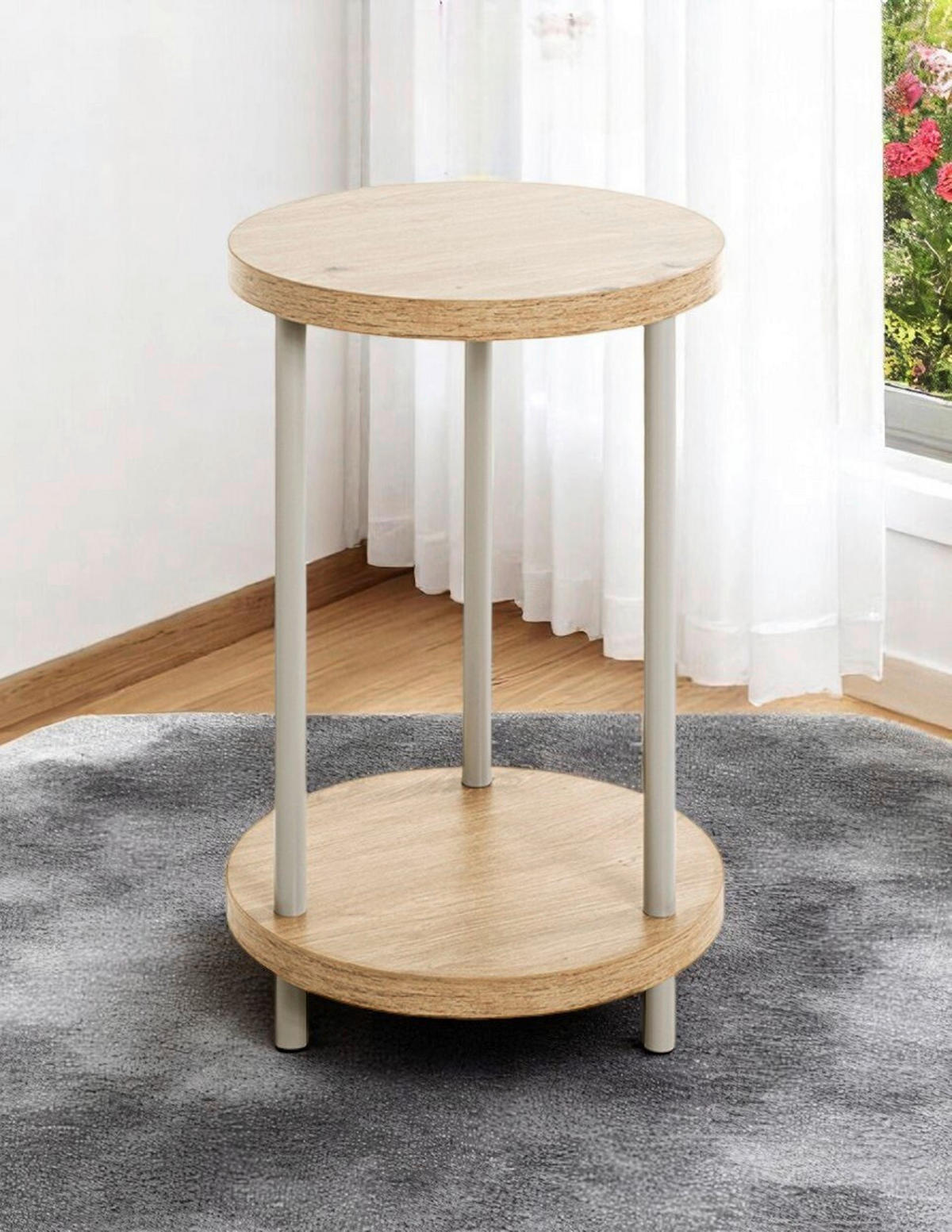 PRÍRUČNÝ STOLÍK, sivá, farba duba, béžová - sivá/farba duba, Trend, kov/kompozitné drevo (30/50cm)