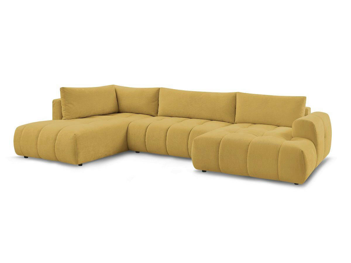 WOHNLANDSCHAFT  FUJI  Gelb Leinenoptik  - Gelb/Schwarz, MODERN, Kunststoff/Textil (204/377/160cm)